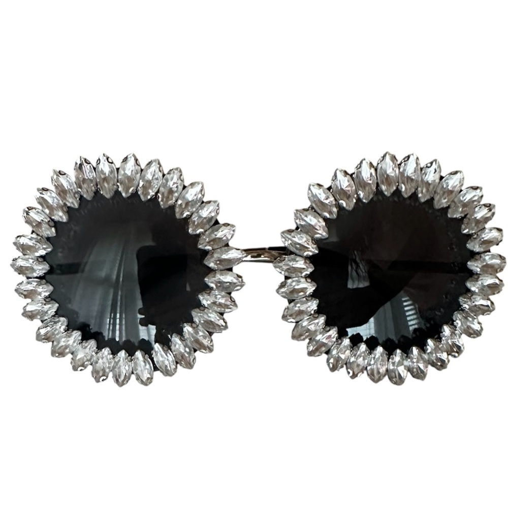 Grey Black Diamond Rhinestone Crystal Sunglasses Y2K Festival Boho Bohemian